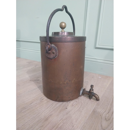 496 - Early 20th C. copper and brass samovar with wrought iron handle {40 cm H x 32 cm W x 36 cm D}.