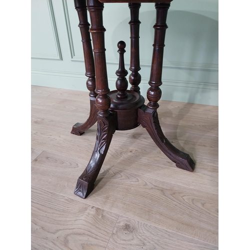 497 - Edwardian walnut and satinwood inlaid centre table raised on four turned and four out swept feet {69... 