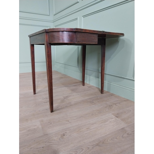 499 - Georgian mahogany and satinwood turn over leaf table raised on square tapered legs {73 cm H x 91 cm ... 