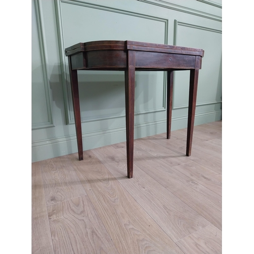 499 - Georgian mahogany and satinwood turn over leaf table raised on square tapered legs {73 cm H x 91 cm ... 