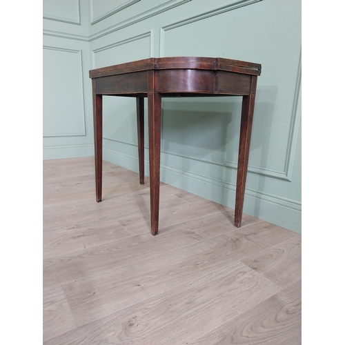 499 - Georgian mahogany and satinwood turn over leaf table raised on square tapered legs {73 cm H x 91 cm ... 