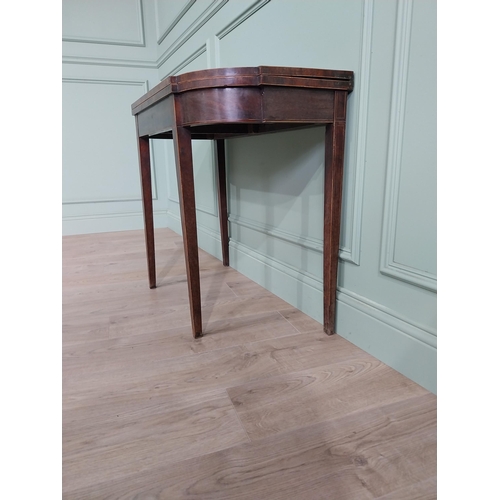 499 - Georgian mahogany and satinwood turn over leaf table raised on square tapered legs {73 cm H x 91 cm ... 