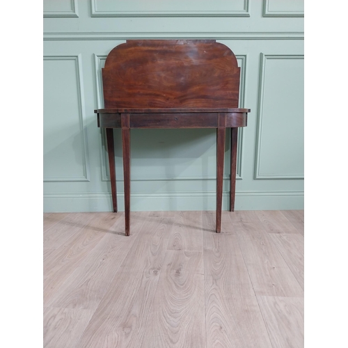 499 - Georgian mahogany and satinwood turn over leaf table raised on square tapered legs {73 cm H x 91 cm ... 