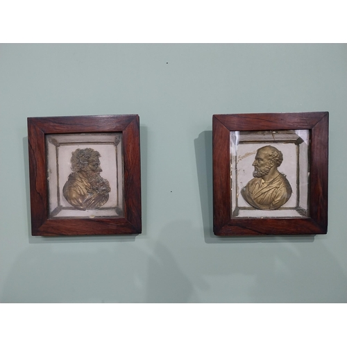 50 - Pair of early 19th C. plaster reliefs of Greek scholars mounted in rosewood frames {22 cm H x 21 cm ... 