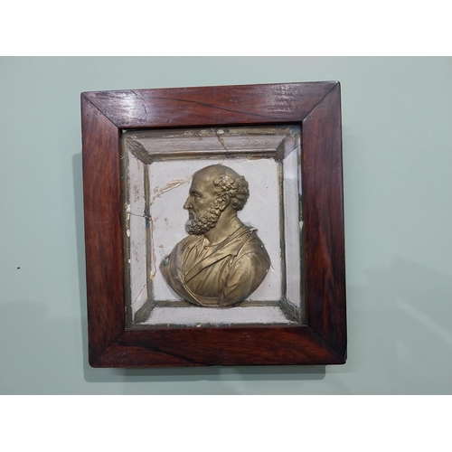 50 - Pair of early 19th C. plaster reliefs of Greek scholars mounted in rosewood frames {22 cm H x 21 cm ... 