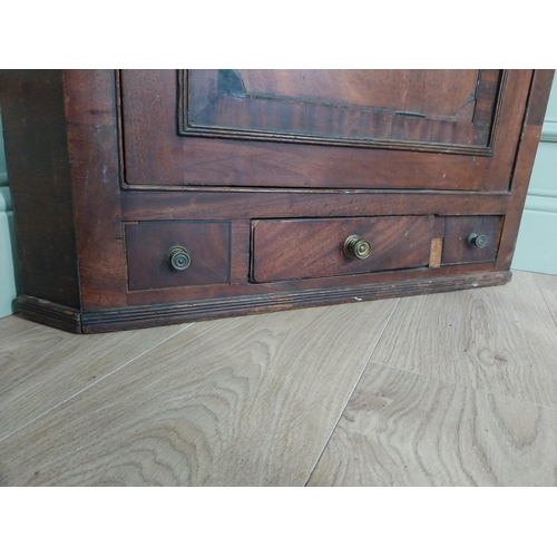 500 - 19th C. mahogany cross banded hanging corner cupboard with single door above three drawers {118 cm H... 