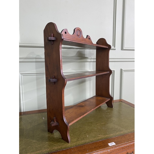 503 - Set of Edwardian mahogany wall mounted open bookshelves {74 cm H x 72 cm W x 20 cm D}.