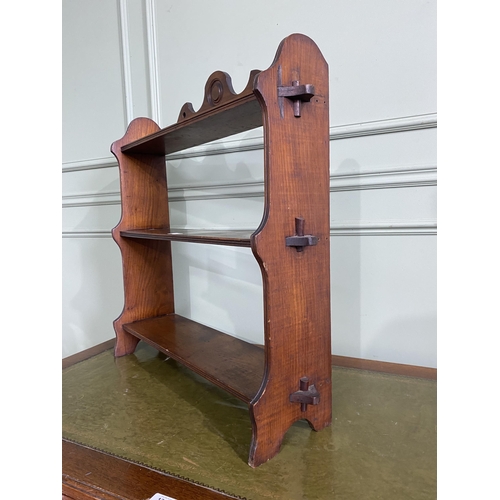 503 - Set of Edwardian mahogany wall mounted open bookshelves {74 cm H x 72 cm W x 20 cm D}.