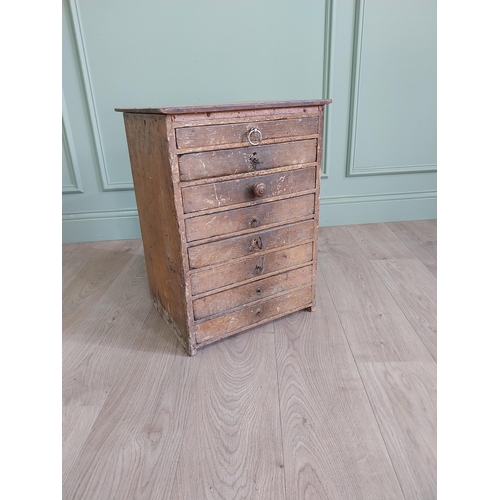 506 - 19th C. scumbled pine watch makers cabinet with eight graduated drawers {58 cm H x 43 cm W x 35 cm D... 