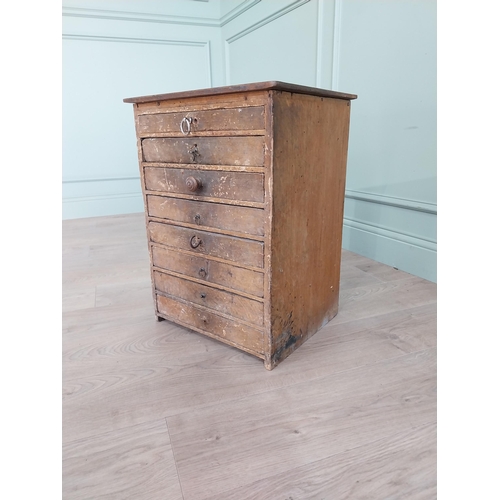 506 - 19th C. scumbled pine watch makers cabinet with eight graduated drawers {58 cm H x 43 cm W x 35 cm D... 