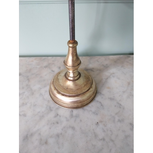 518 - 1940s brass and metal angle poise lamp with painted shade {61 cm H x 40 cm W x 15 cm D}.