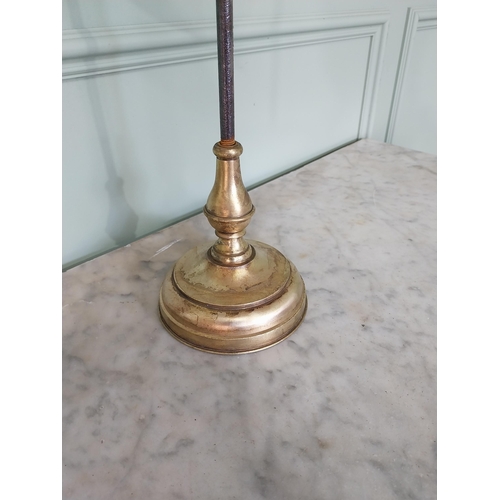 518 - 1940s brass and metal angle poise lamp with painted shade {61 cm H x 40 cm W x 15 cm D}.