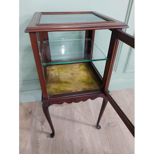 52 - Edwardian mahogany floor display cabinet with single glazed door raised on cabriole legs {84 cm H x ... 