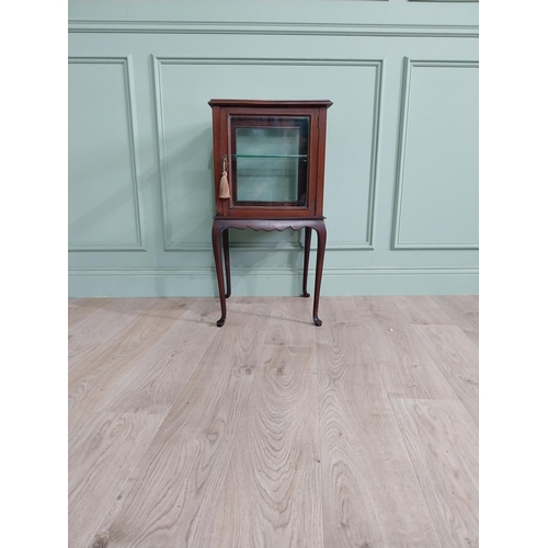 52 - Edwardian mahogany floor display cabinet with single glazed door raised on cabriole legs {84 cm H x ... 