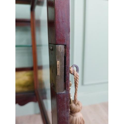 52 - Edwardian mahogany floor display cabinet with single glazed door raised on cabriole legs {84 cm H x ... 