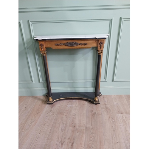 522 - Good quality French gilt and ebonised console table with marble top raised on platform base in the E... 