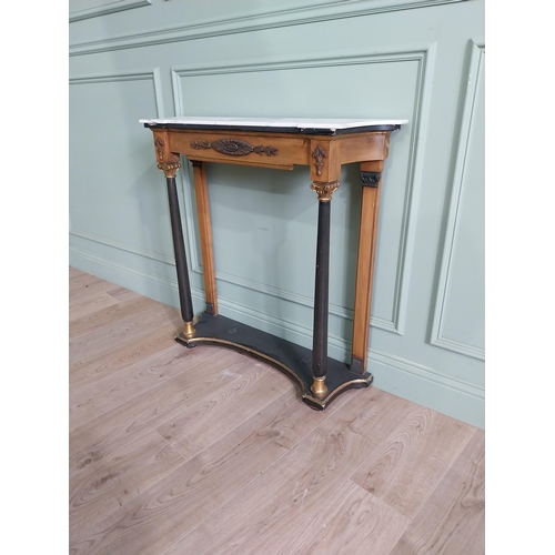 522 - Good quality French gilt and ebonised console table with marble top raised on platform base in the E... 