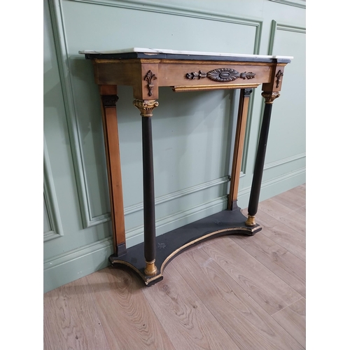 522 - Good quality French gilt and ebonised console table with marble top raised on platform base in the E... 