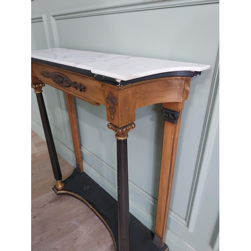 522 - Good quality French gilt and ebonised console table with marble top raised on platform base in the E... 