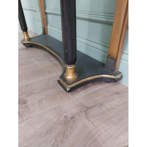 522 - Good quality French gilt and ebonised console table with marble top raised on platform base in the E... 