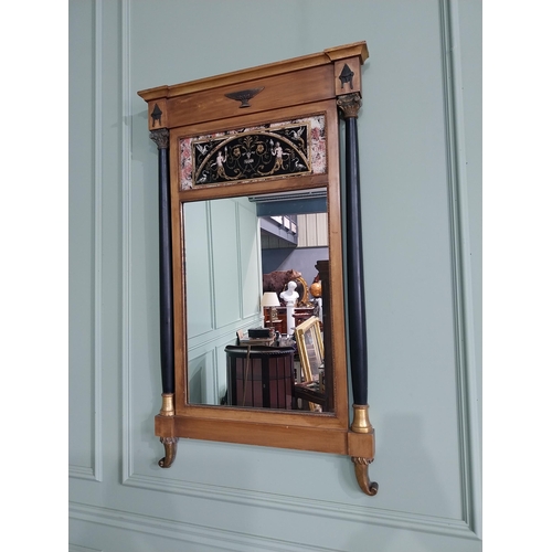 523 - Good quality French gilt and ebonised pier mirror in the Empire style {102 cm H x 65 cm W}.