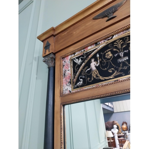 523 - Good quality French gilt and ebonised pier mirror in the Empire style {102 cm H x 65 cm W}.