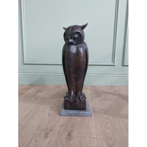 527 - Exceptional quality contemporary bronze sculpture of an Owl {50 cm H x 18 cm w X 18 cm D}.