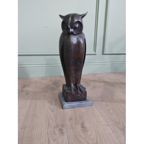 527 - Exceptional quality contemporary bronze sculpture of an Owl {50 cm H x 18 cm w X 18 cm D}.