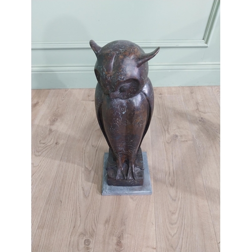 527 - Exceptional quality contemporary bronze sculpture of an Owl {50 cm H x 18 cm w X 18 cm D}.