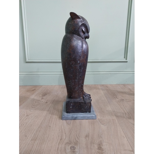 527 - Exceptional quality contemporary bronze sculpture of an Owl {50 cm H x 18 cm w X 18 cm D}.