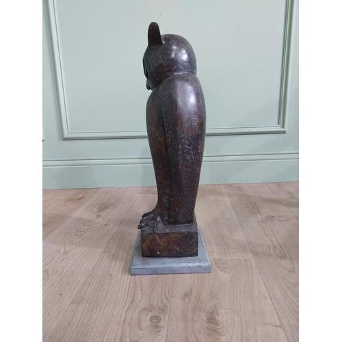 527 - Exceptional quality contemporary bronze sculpture of an Owl {50 cm H x 18 cm w X 18 cm D}.