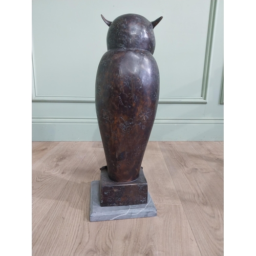 527 - Exceptional quality contemporary bronze sculpture of an Owl {50 cm H x 18 cm w X 18 cm D}.