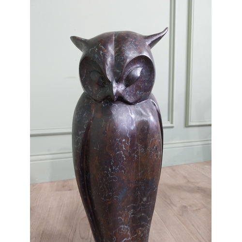 527 - Exceptional quality contemporary bronze sculpture of an Owl {50 cm H x 18 cm w X 18 cm D}.