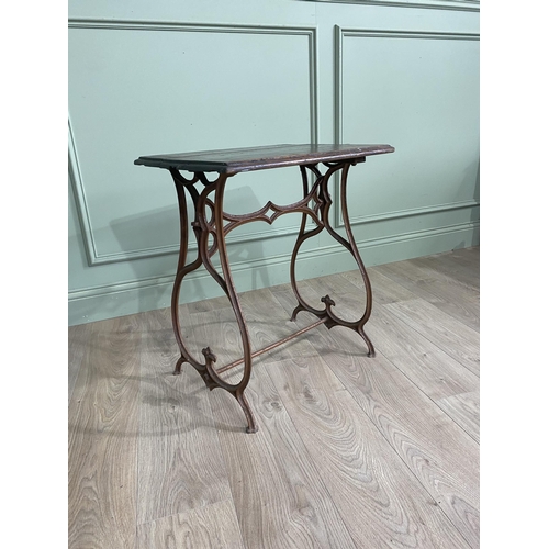 540 - 19th C. cast iron table with mahogany top {65 cm H x 55 cm W x 45 cm D}.