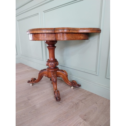 546 - Good quality Victorian burr walnut turn over leaf card table on turned column, four out swept feet a... 