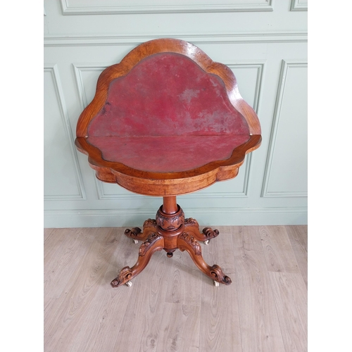 546 - Good quality Victorian burr walnut turn over leaf card table on turned column, four out swept feet a... 