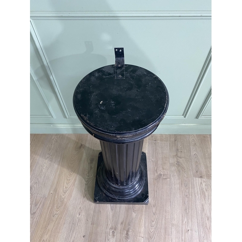 549 - 19th C. ebonised pine reeded pedestal {100 cm H x 40 cm W x 40 cm D}.