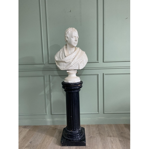 550 - 19th C. plaster bust of a Gentleman {85 cm H x 57 cm Dia.}.