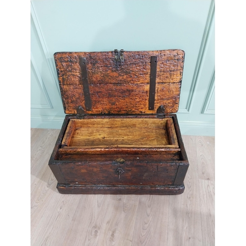 558 - Early 19th C. oak carpenters chest {37 cm H x 80 cm W  X 43 cm D}.