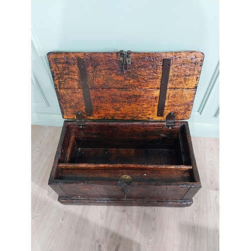 558 - Early 19th C. oak carpenters chest {37 cm H x 80 cm W  X 43 cm D}.