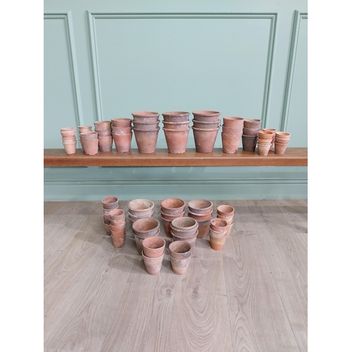 570 - Large collection of terracotta plant pots {Largest 11 cm H x 20 cm Dia. AND 5.5 cm H x 6 cm Dia.}.