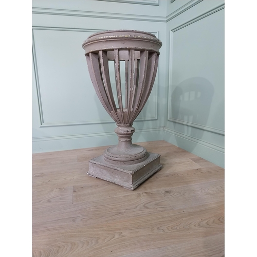 571 - Edwardian painted pine jardiniere raised on platform base {84 cm H x 47 cm Dia.}.