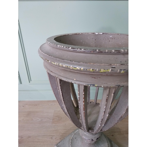 571 - Edwardian painted pine jardiniere raised on platform base {84 cm H x 47 cm Dia.}.