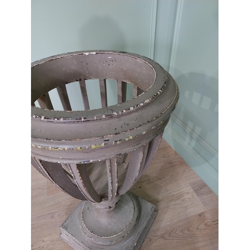 571 - Edwardian painted pine jardiniere raised on platform base {84 cm H x 47 cm Dia.}.