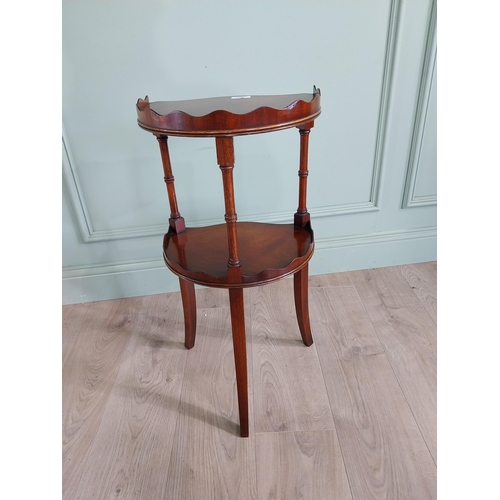 578 - Good quality mahogany two tiered lamp table raised on turned columns and square tapered legs {71 cm ... 