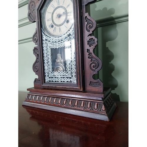 585 - 19th C. carved pine Gingerbread clock {58 cm H x 37 cm W x 13 cm D}.