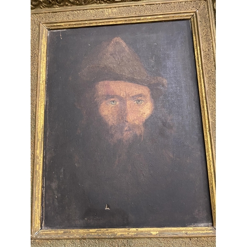 586 - 19th C. portrait of a man oil on canvas mounted in giltwood frame {65 cm H x 54 cm W}.