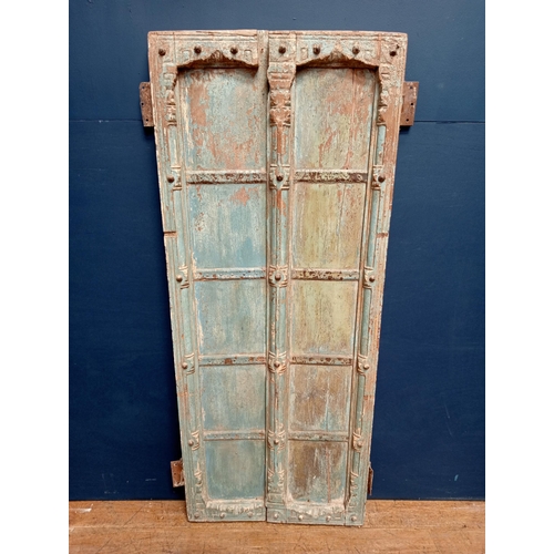 588 - Pair of 18th C. painted Indian hardwood doors {H 142cm x W 53cm x D 6cm } - NOT AVAILABLE TO VIEW IN... 