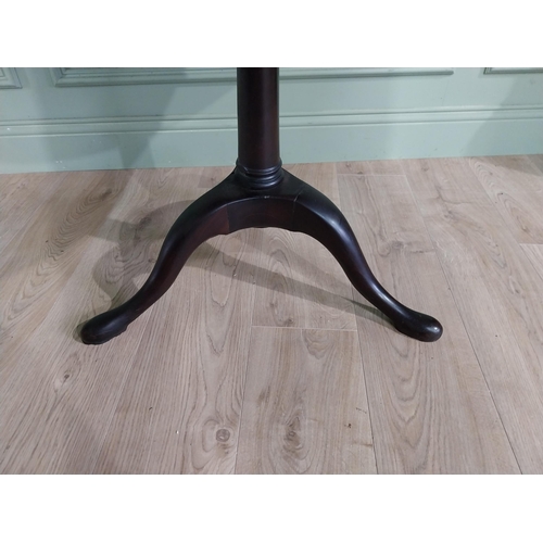 596 - Irish Georgian mahogany tilt top occasional table with dished top raised on turned column and three ... 