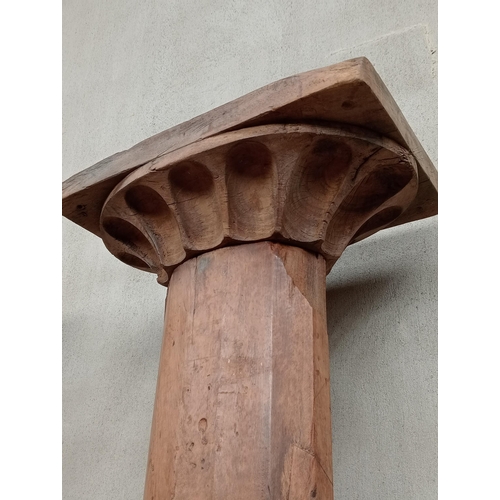 598 - Pair of 18th C wooden columns with stone base {H 248cm x W 44cm x D 39cm} - NOT AVAILABLE TO VIEW IN... 